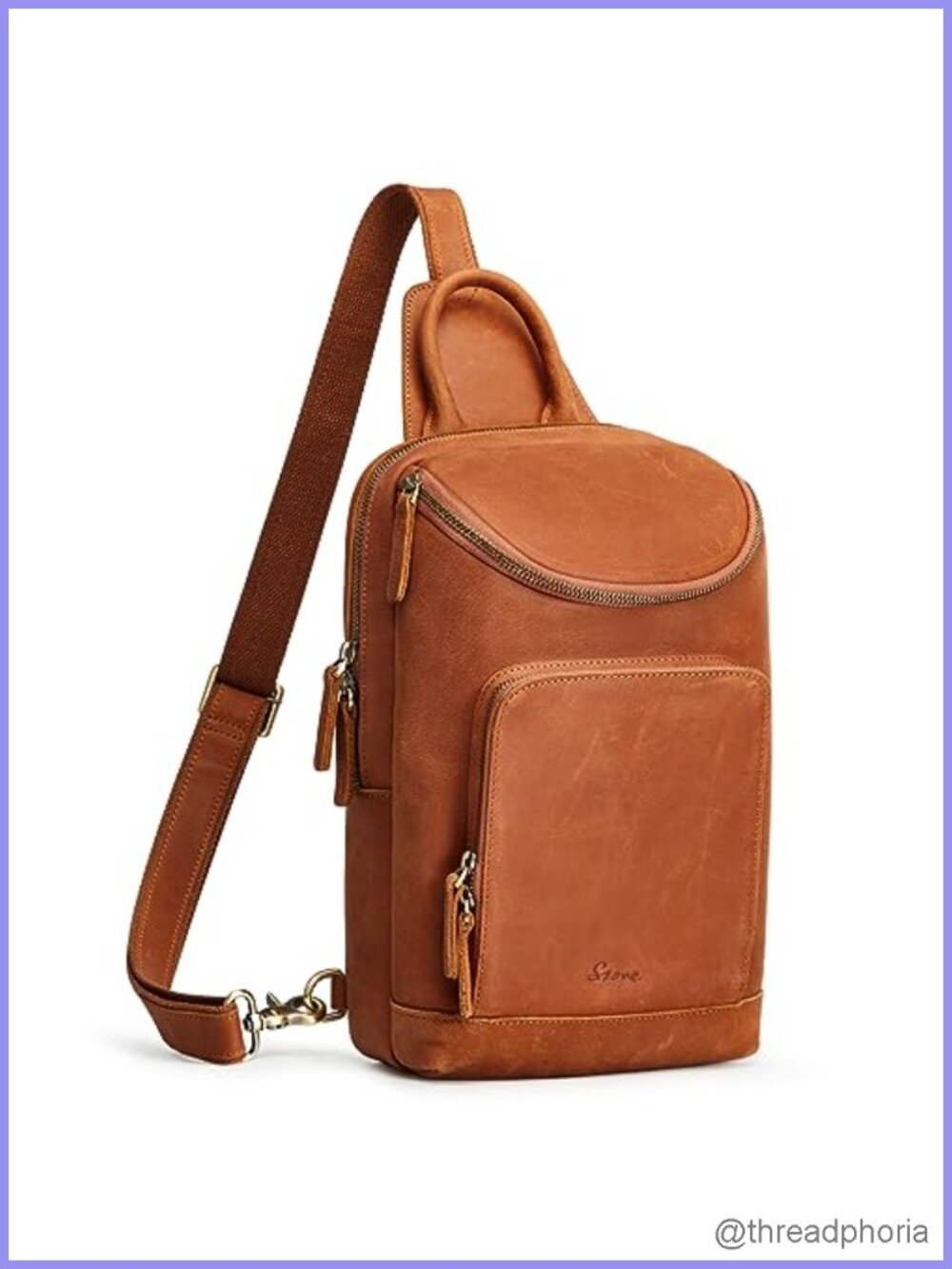Genuine Leather Vintage Sling Bag Crossbody Chest Bag Unisex